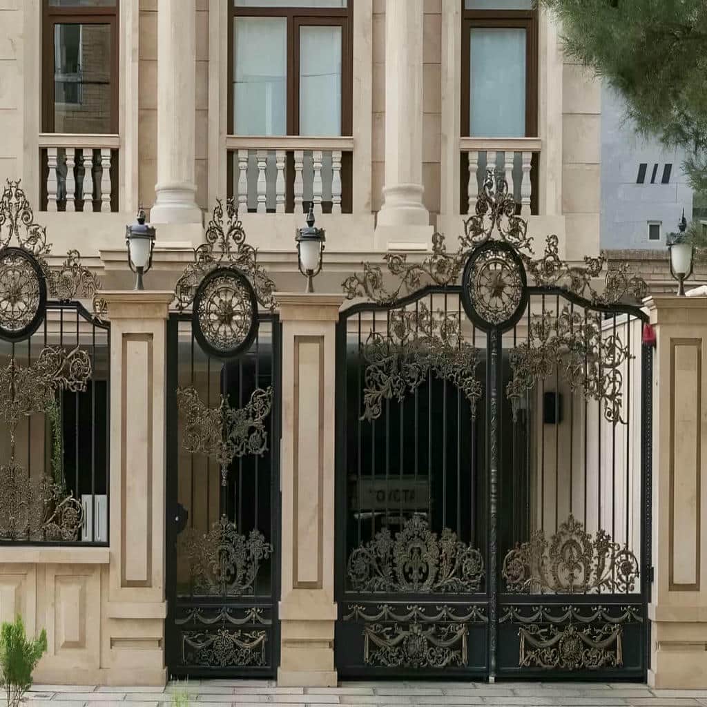 villa-door-wrought-iron-vq ساخت درب پارکینگ فرفورژه