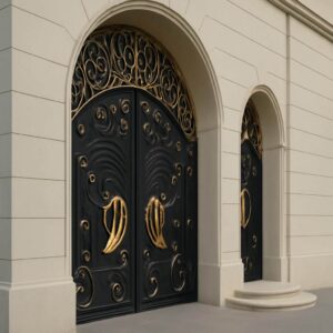 درب فرفورژه مدل پروانه برای ویلا و باغ