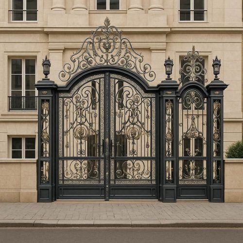 درب فرفورژه مدل پیچک برای ویلا و باغ