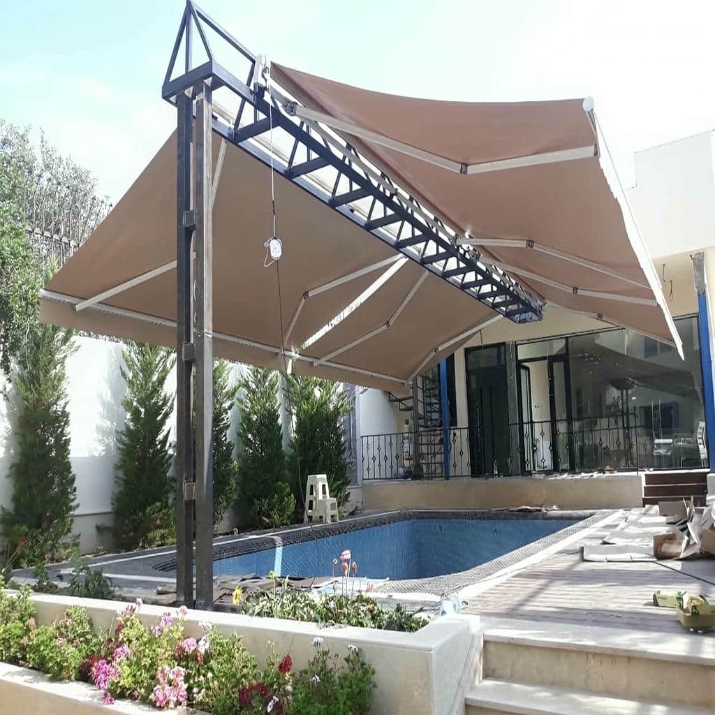 خرید سایبان برقی بازویی اتوماتیک مقاوم UV در عظیمیه کرج