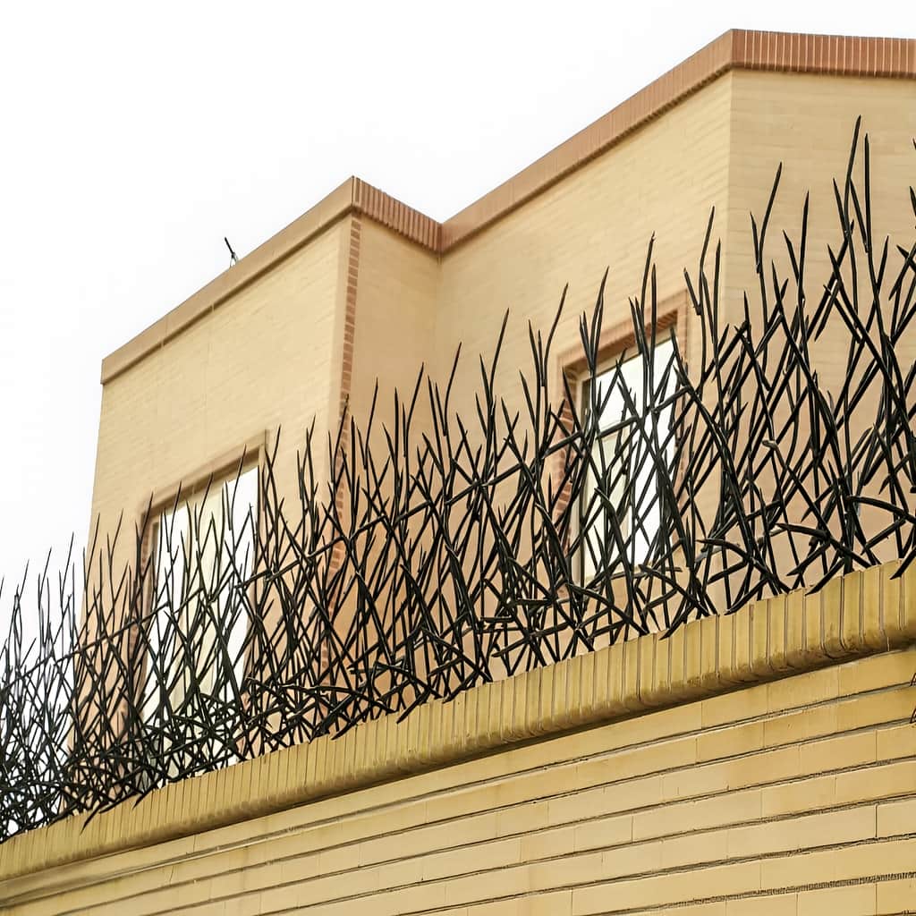 نصب حفاظ سرنیزه ای دیوار حیاط روی تاج دیوار