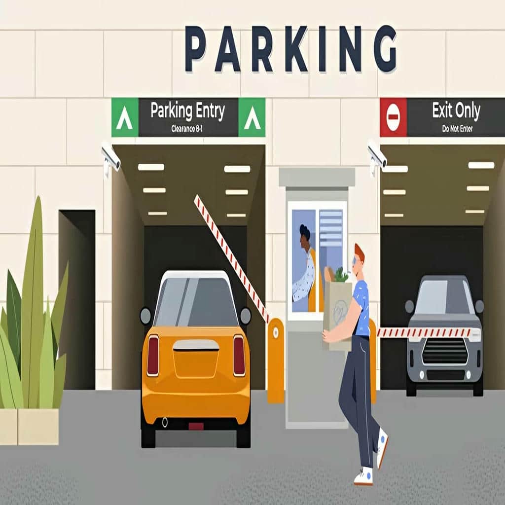 نصب راهبند پارکینگ با فلاشر و چراغ بوم
