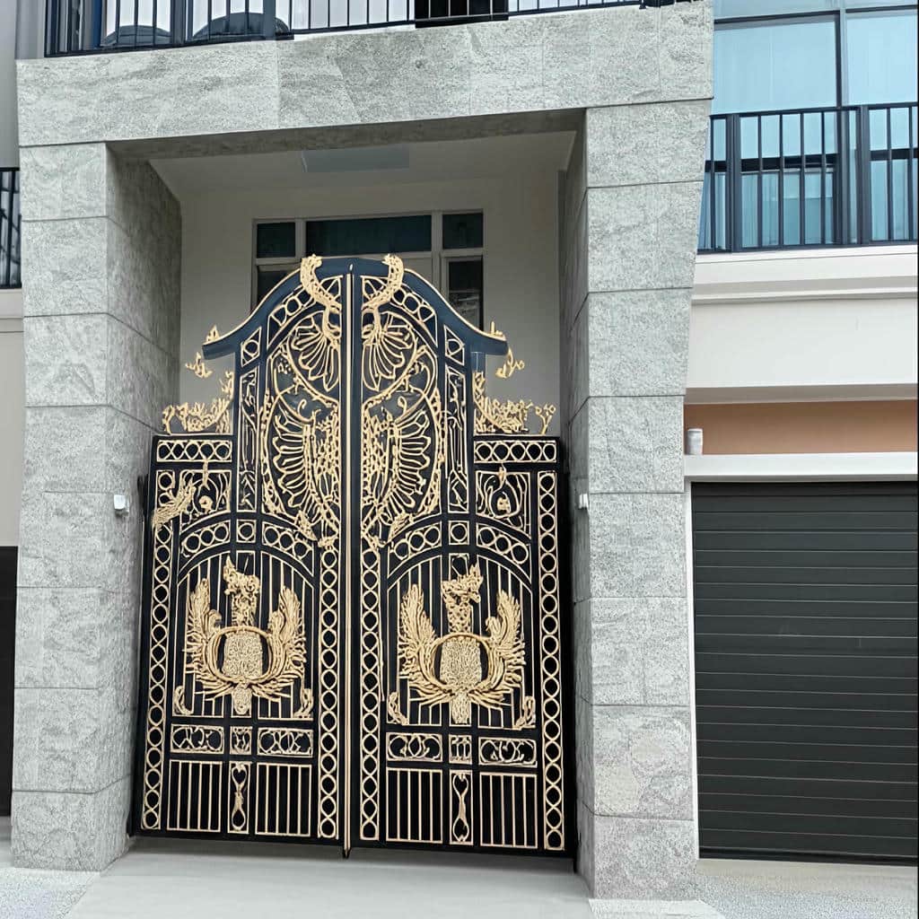 درب فلزی cnc با نصب تراز روی ستون ورودی