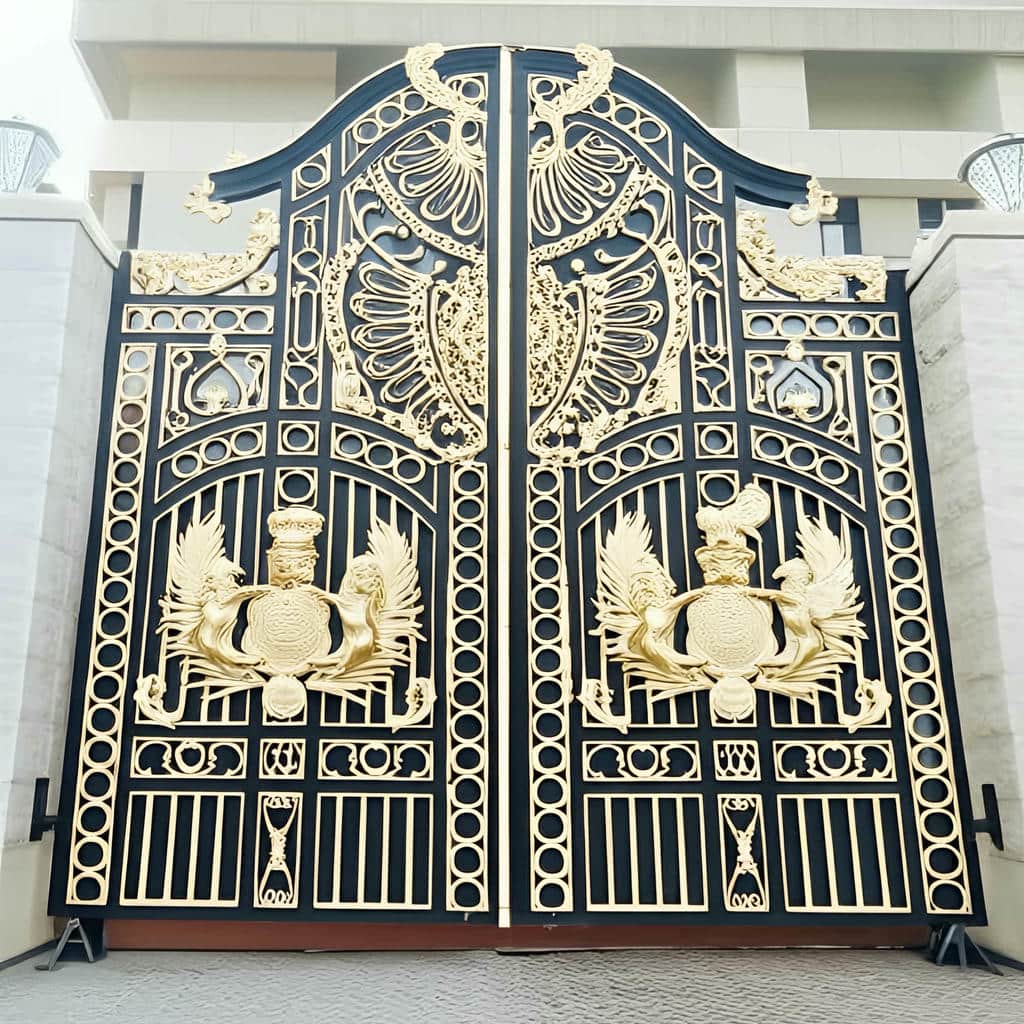 درب پارکینگ شاسی فلزی با نصب روی ستون محکم