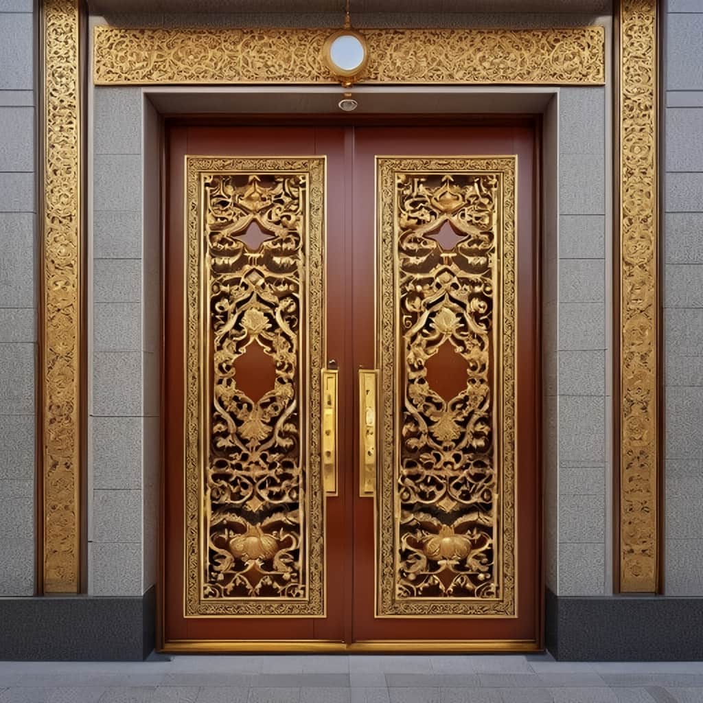 درب حیاط کلاسیک با رنگ کوره ای مناسب فضای باز