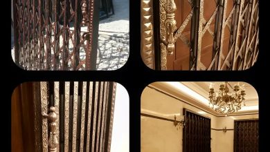 درب آکاردئونی سلطنتی گل دار 14 مدل پروژه‌ای