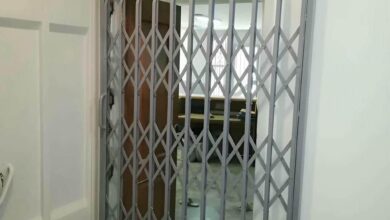 درب آکاردئونی ضد سرقت با ساختار فلزی ساده