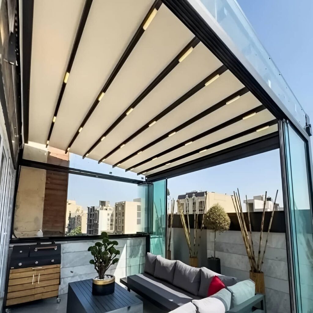 سقف متحرک پارچه ای با نصب تخصصی