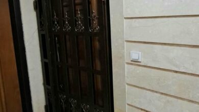 حفاظ آکاردئونی پشت درب ورودی