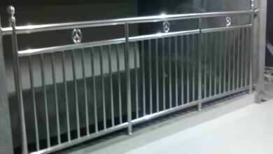 نرده آلومینیومی بالکن با پایه های محکم برای ورودی