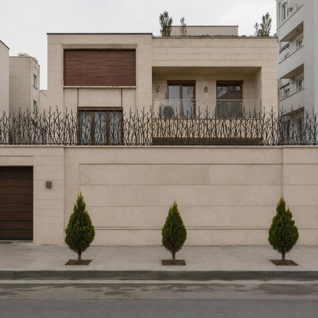 نرده دیوار حیاط هنگام اندازه گیری دهانه