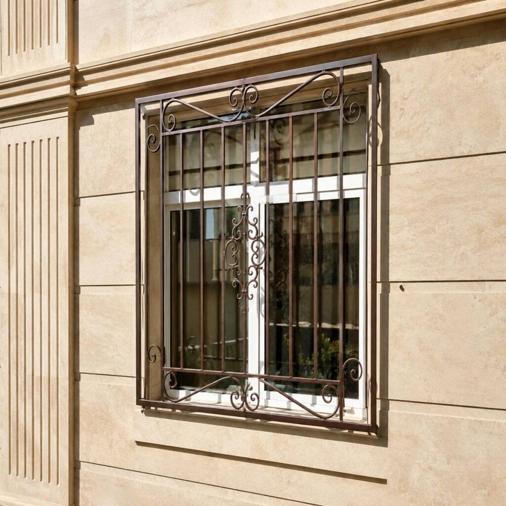 حفاظ پنجره فرفورژه با قاب باریک و متناسب
