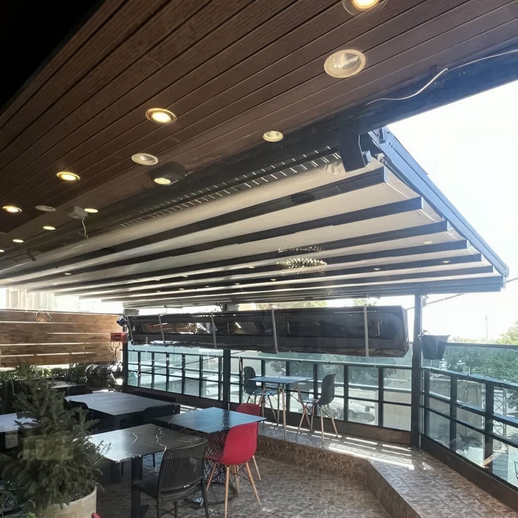سایبان بازویی استان زنجان با پوشش طوسی