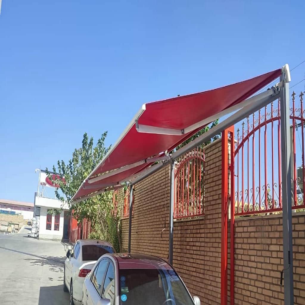 سایبان برقی استان قم با پوشش کرم ساده