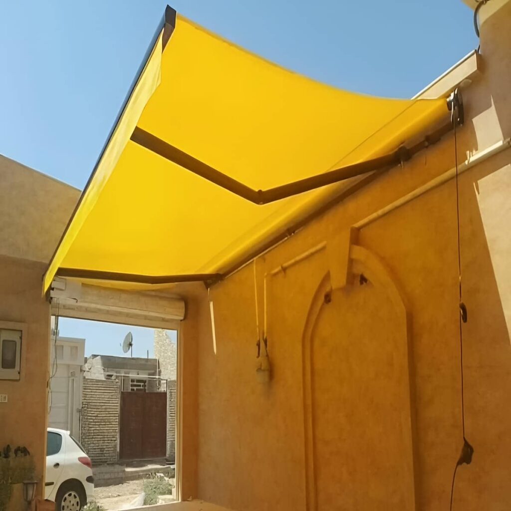 سایبان برقی اهواز با پوشش کرم برای نمای کلاسیک