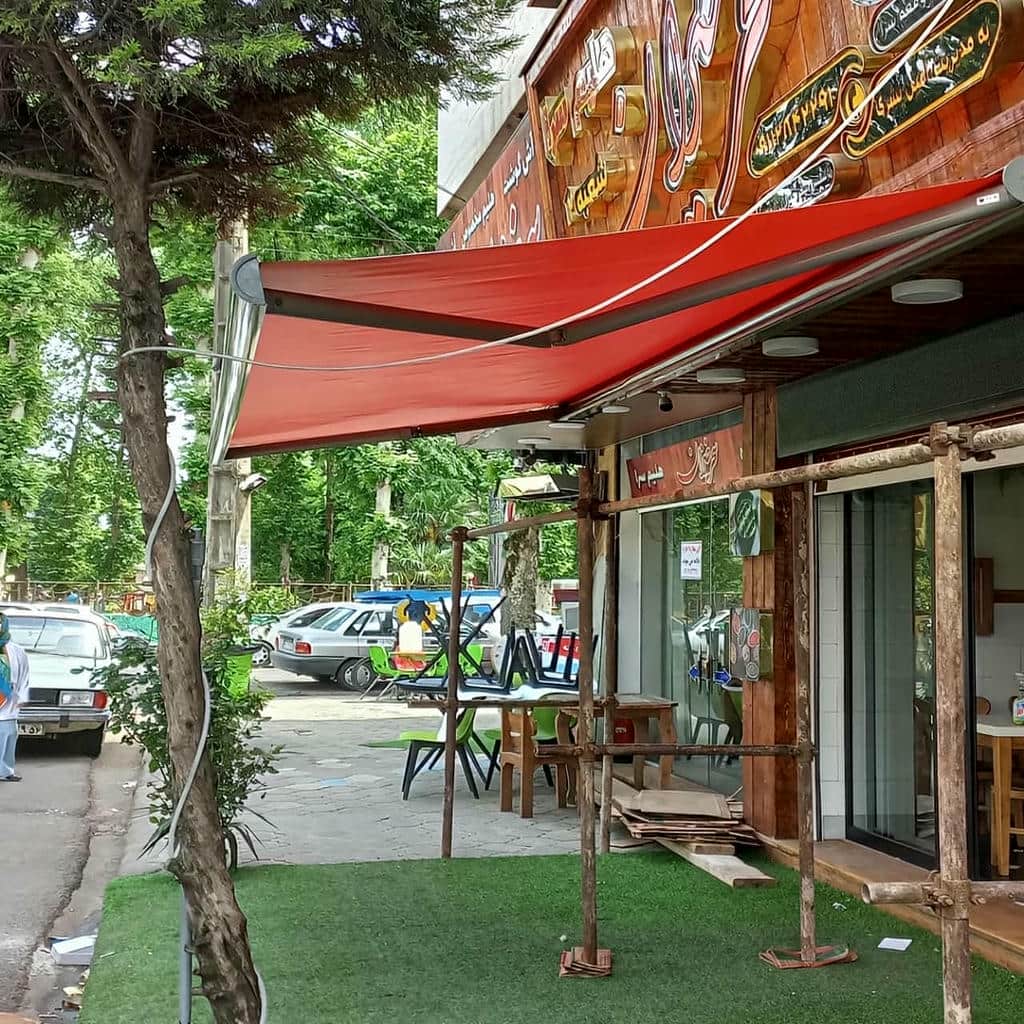 سایبان برقی تهران با پوشش پارچه ای روشن