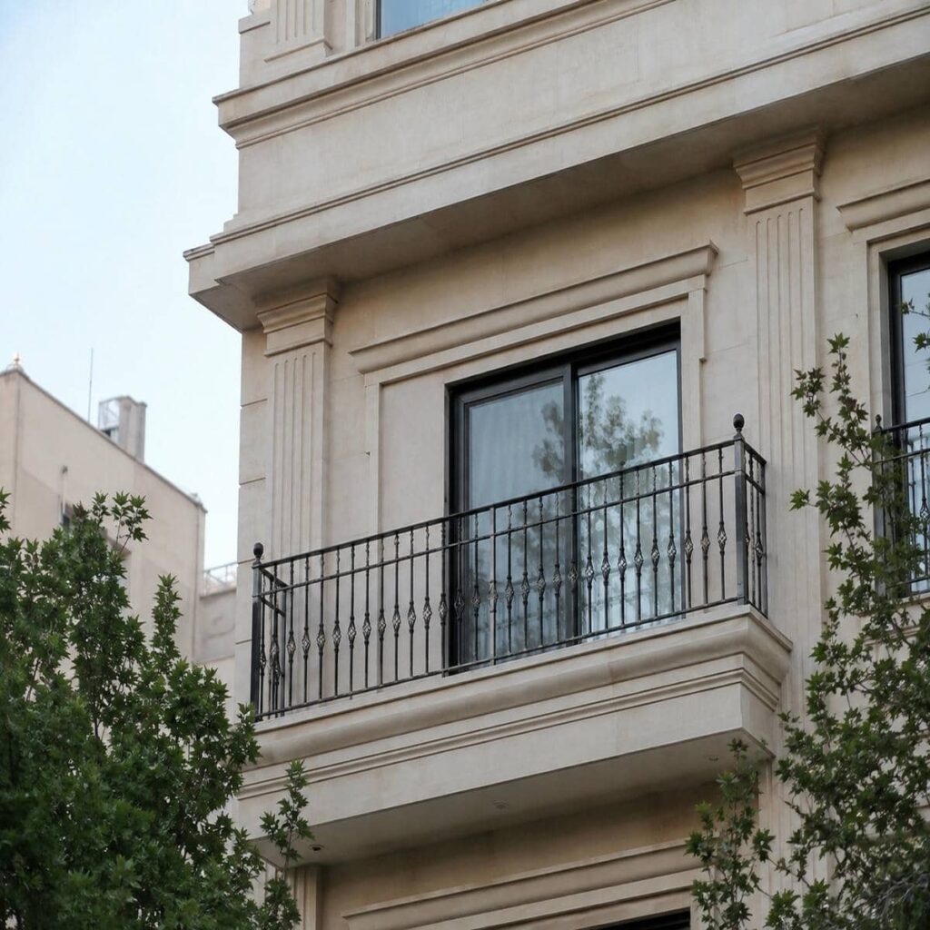 نرده بالکن فلزی با خطوط ساده مدرن