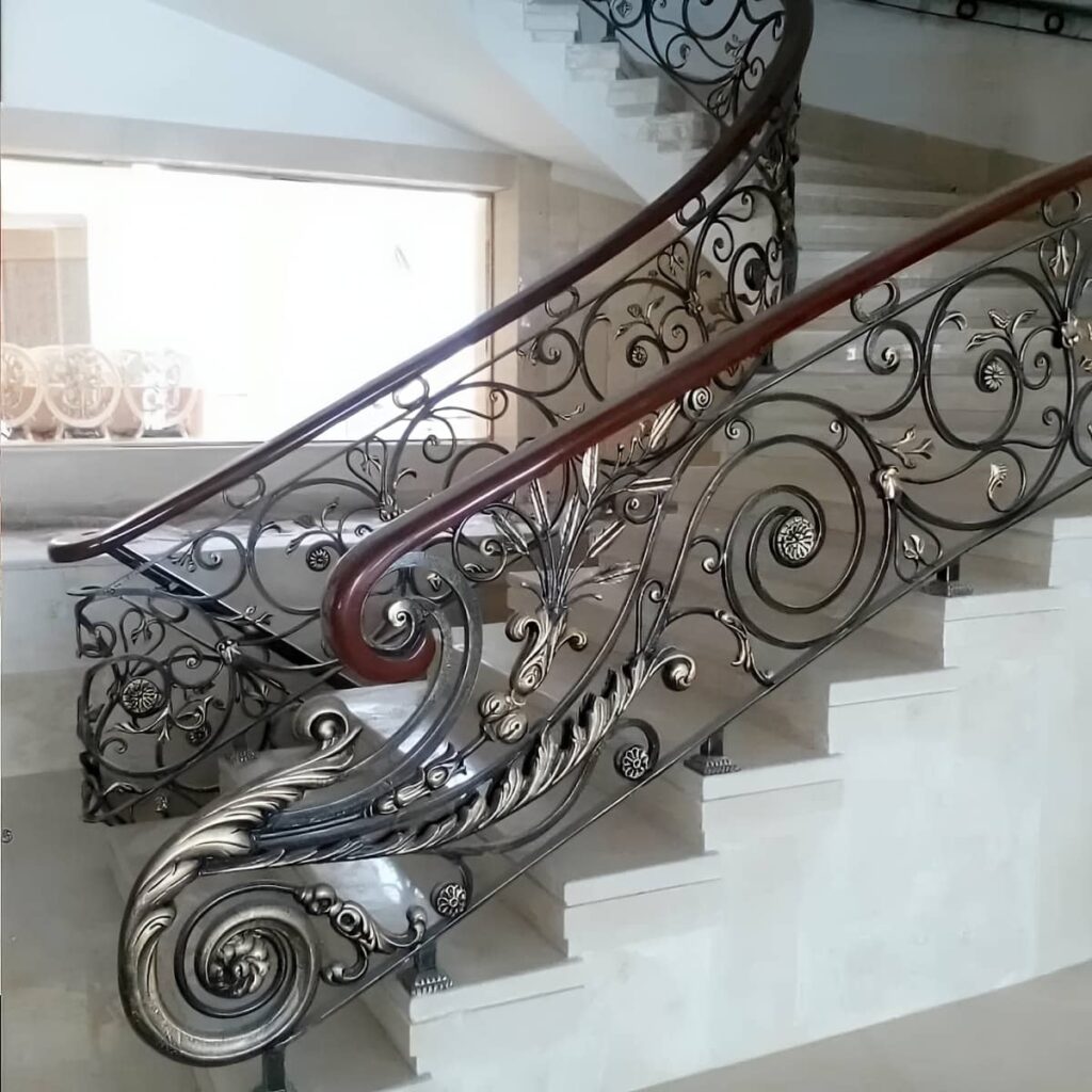 نرده راه پله مدرن با رنگ سفارشی
