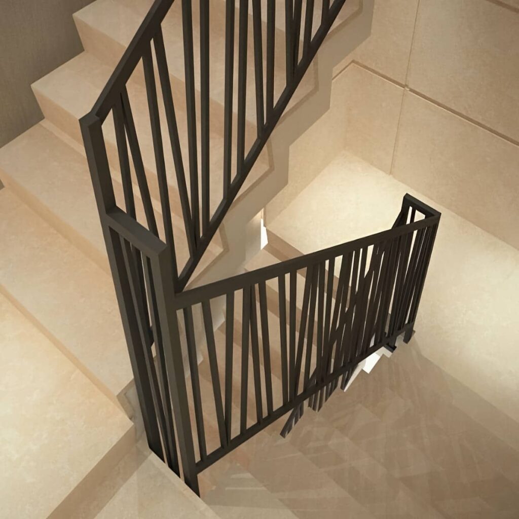 هندریل فلزی با ابعاد اختصاصی پروژه