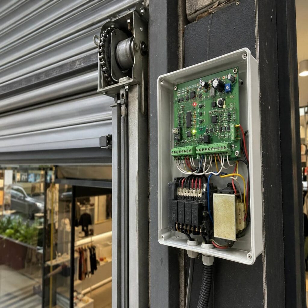 کرکره برقی مشکی هماهنگ با نمای ساختمان کرکره برقی مشکی هماهنگ با نمای ساختمان