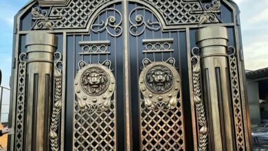 درب حیاط فلزی مشکی در گرگان